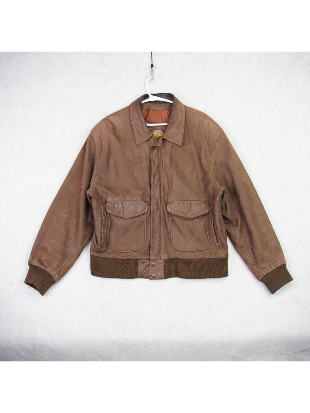 Vintage Adventure Bound Wilsons Leather Bomber Jacket Mens Size Large Brown